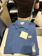 Smooth Cotton Waffle Sweater Polo Shirt - Dark Blue