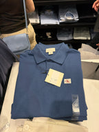 Smooth Cotton Waffle Sweater Polo Shirt - Dark Blue