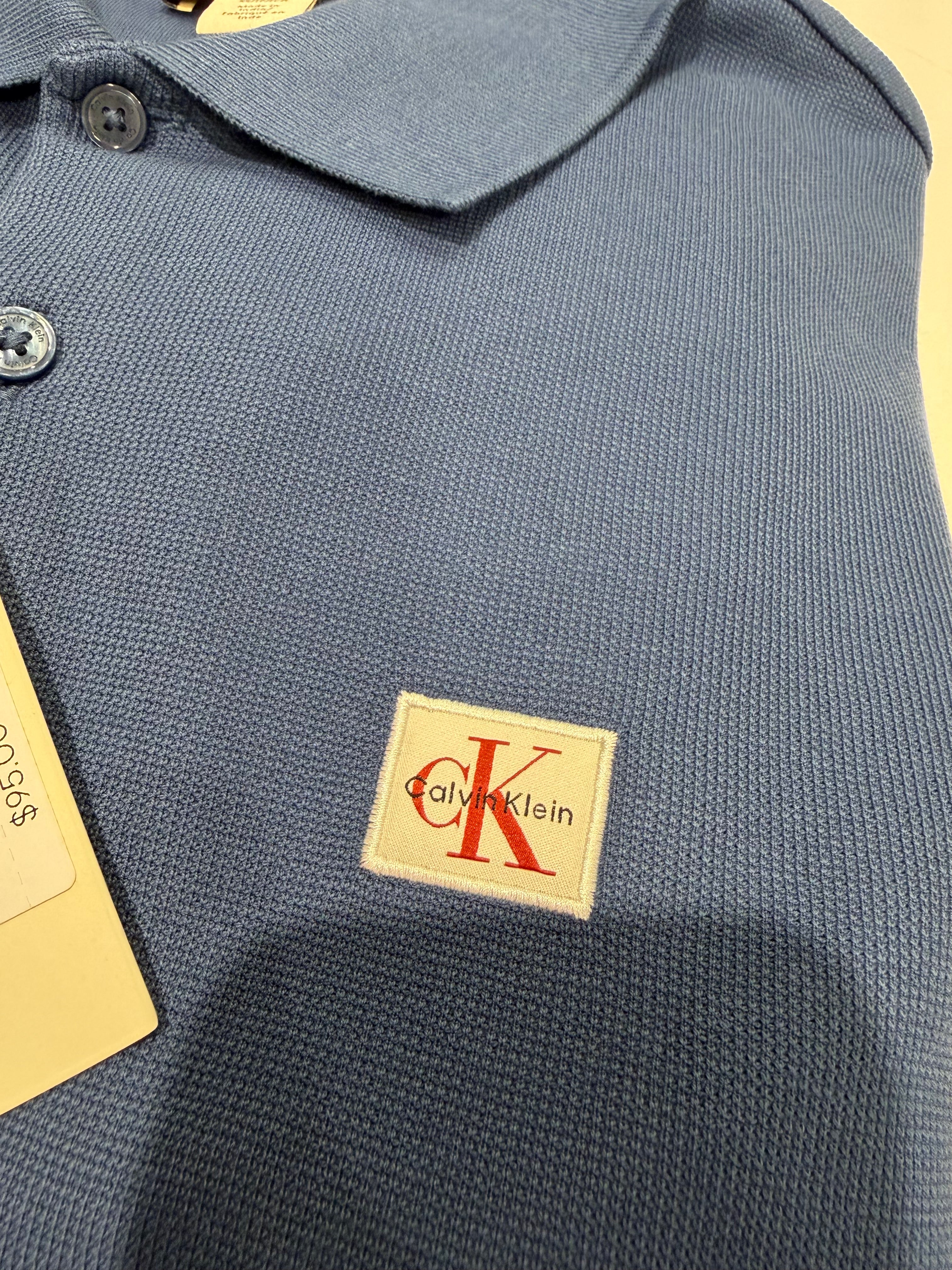 Smooth Cotton Waffle Sweater Polo Shirt - Dark Blue