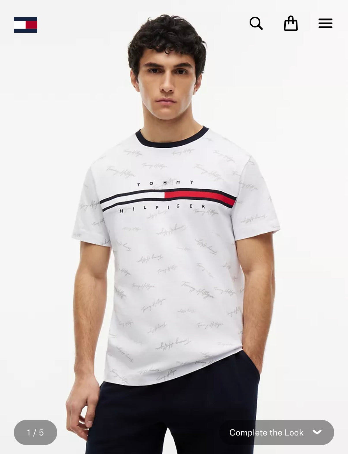 Tommy Signature Flag Logo Tshirt - White
