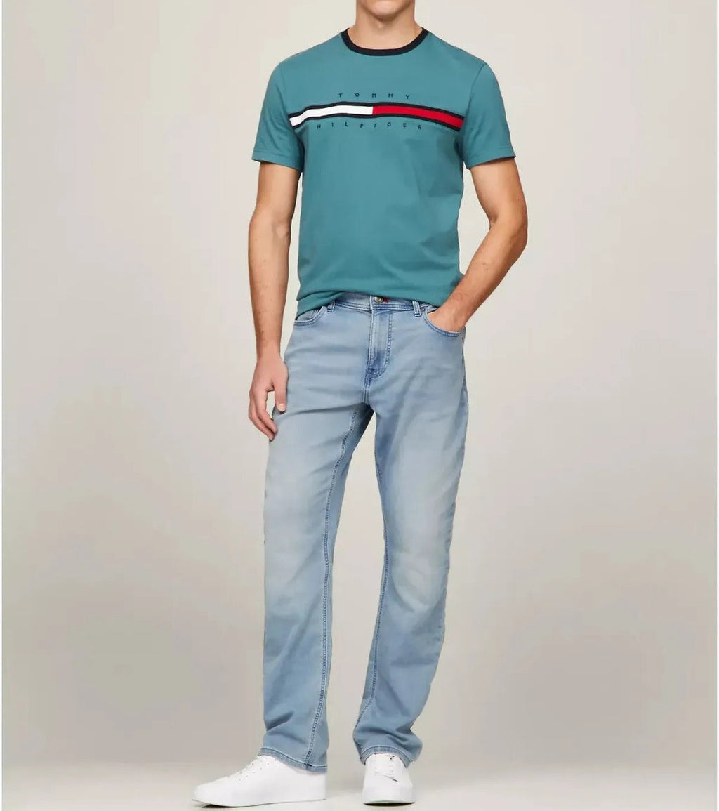 Tommy Hilfiger Flag Logo Ringer Short Sleeve T-Shirt Tee Teal